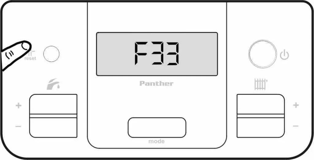 Сброс ошибки F33 на панели управления котлом Protherm