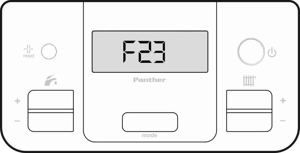 Отображение ошибки F23 на панели управления котлом Protherm