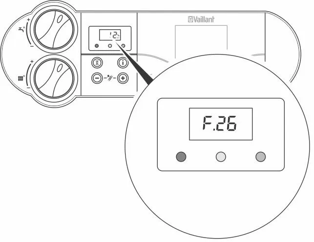 Отображается ошибка F26 на панели правления котлом Vaillant